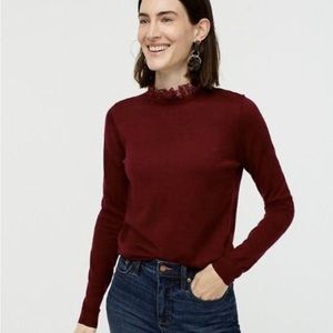 J crew Tippi sweater with lace collar (stretchy knit)